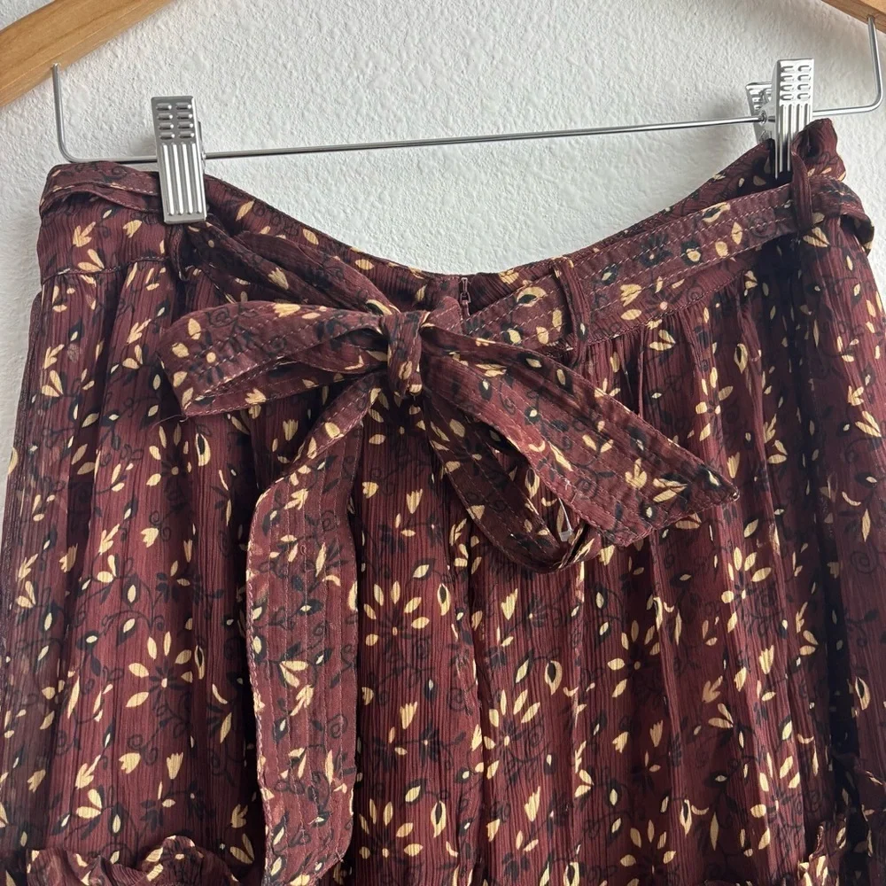 NWT Cleobella Organic Skirt Zadia Block Print Red Cream Floral Lined Maxi M